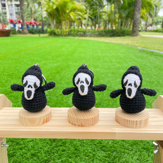 Handmade Crochet Halloween Creepy Scream Ghost Keychain