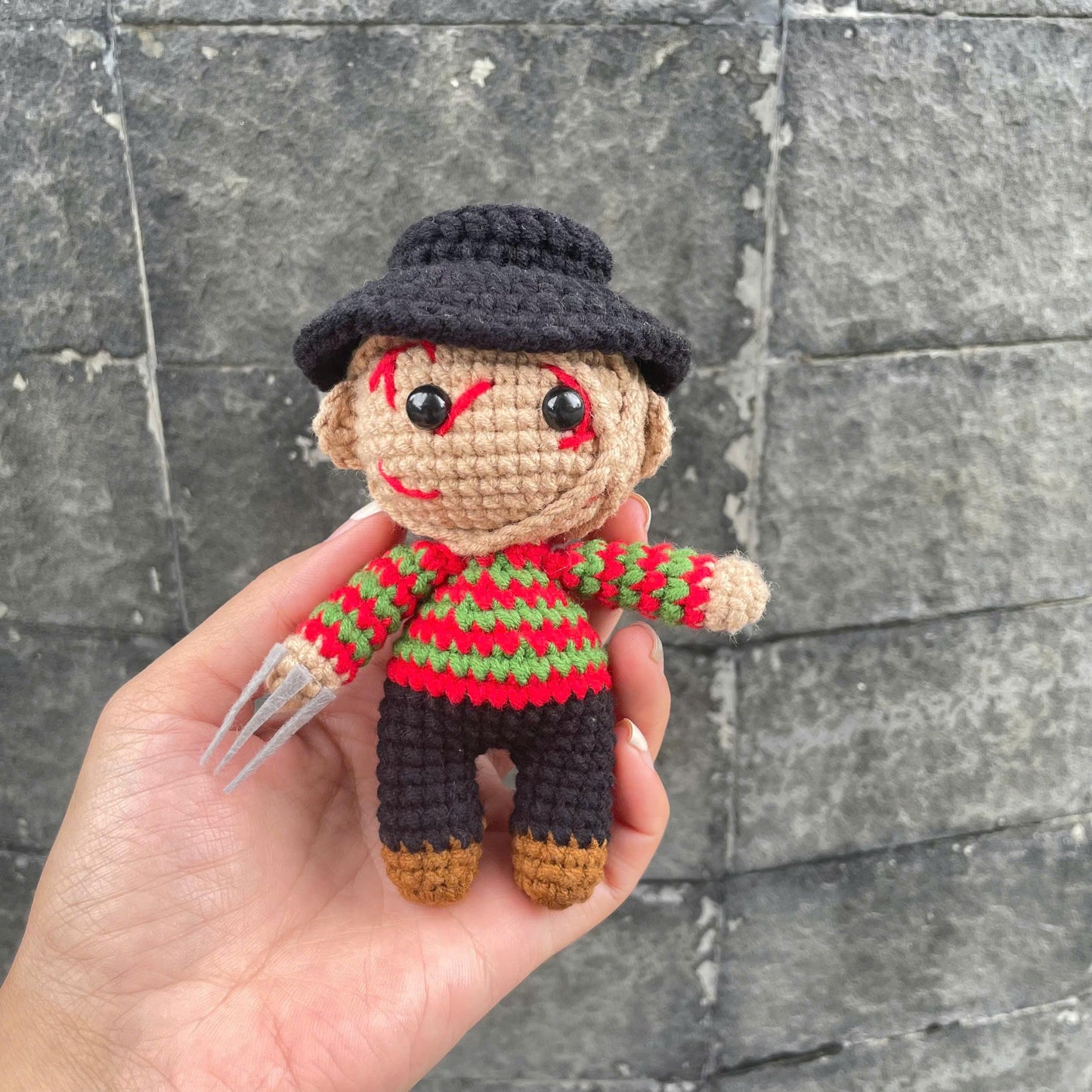 Handmade Crochet Spooky Halloween Freddy Doll