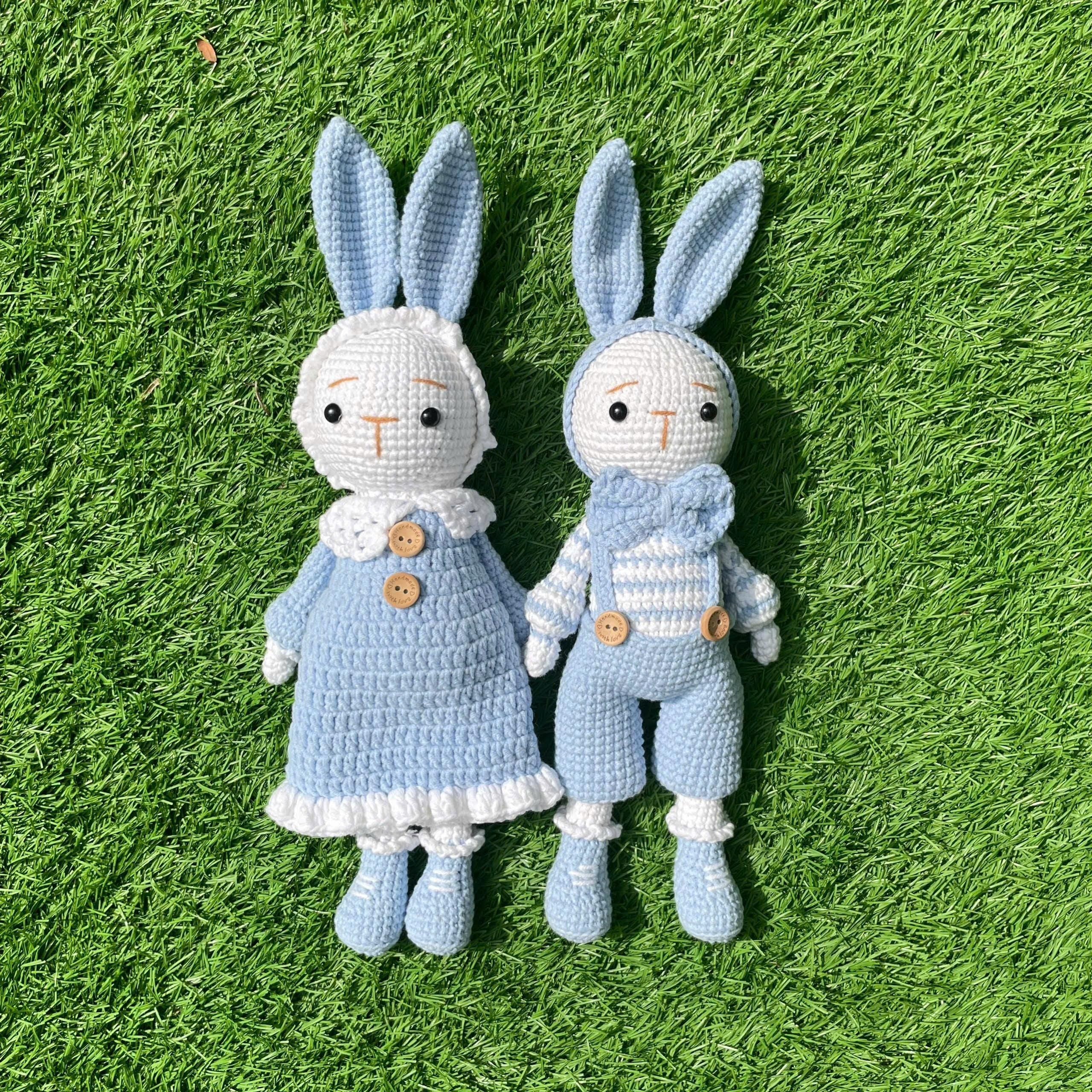 Handmade Crochet Bunny Couple Plushies