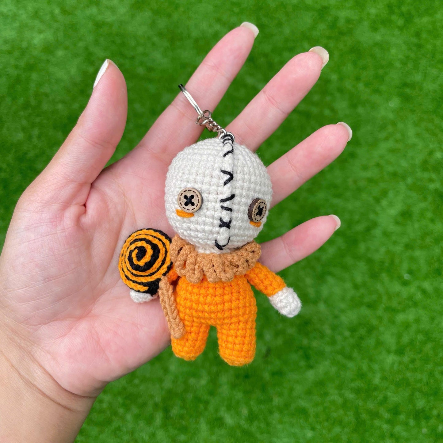 Handmade Crochet Halloween Creepy Sam Doll Keychain