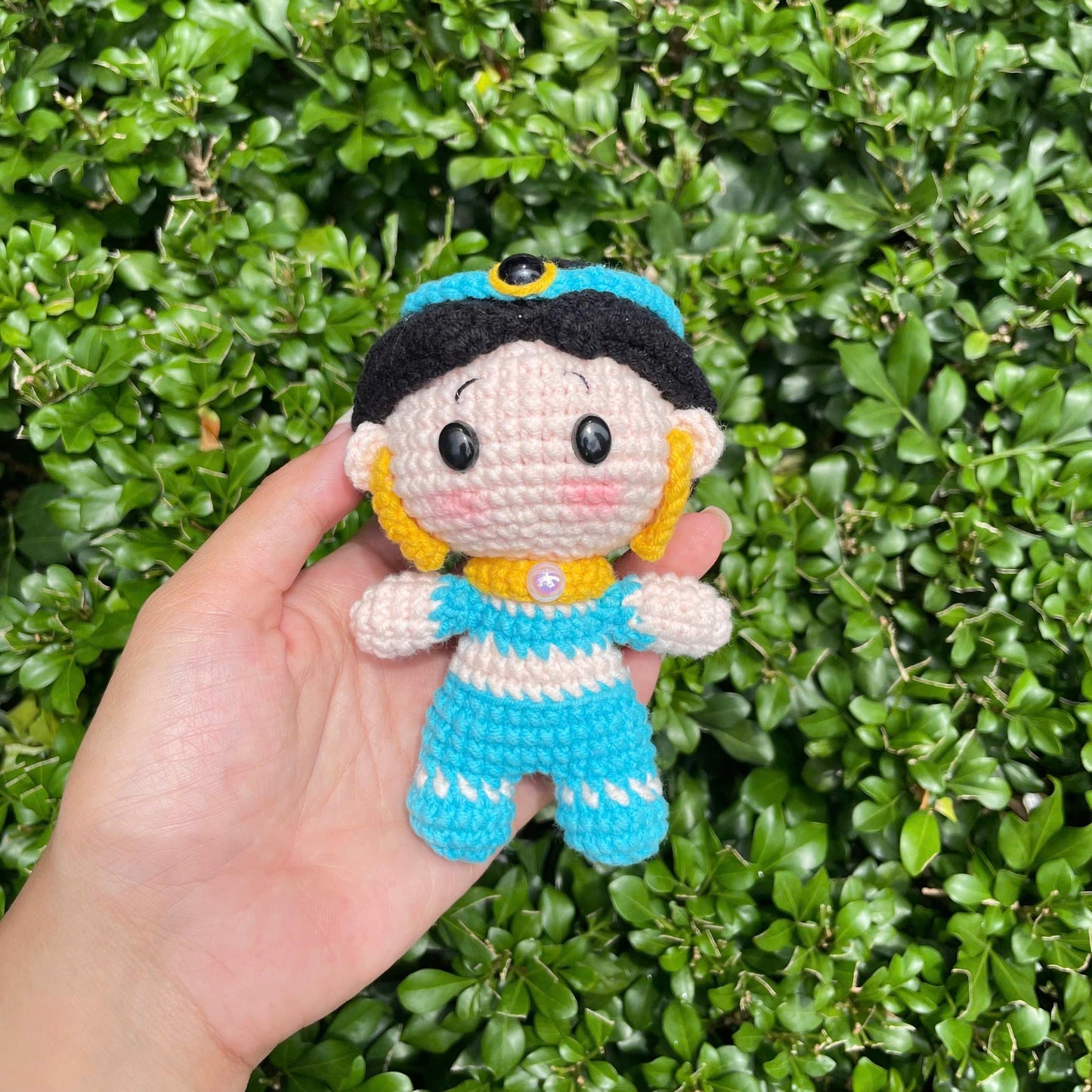 Handmade Crochet Jasmine Princess Keychain