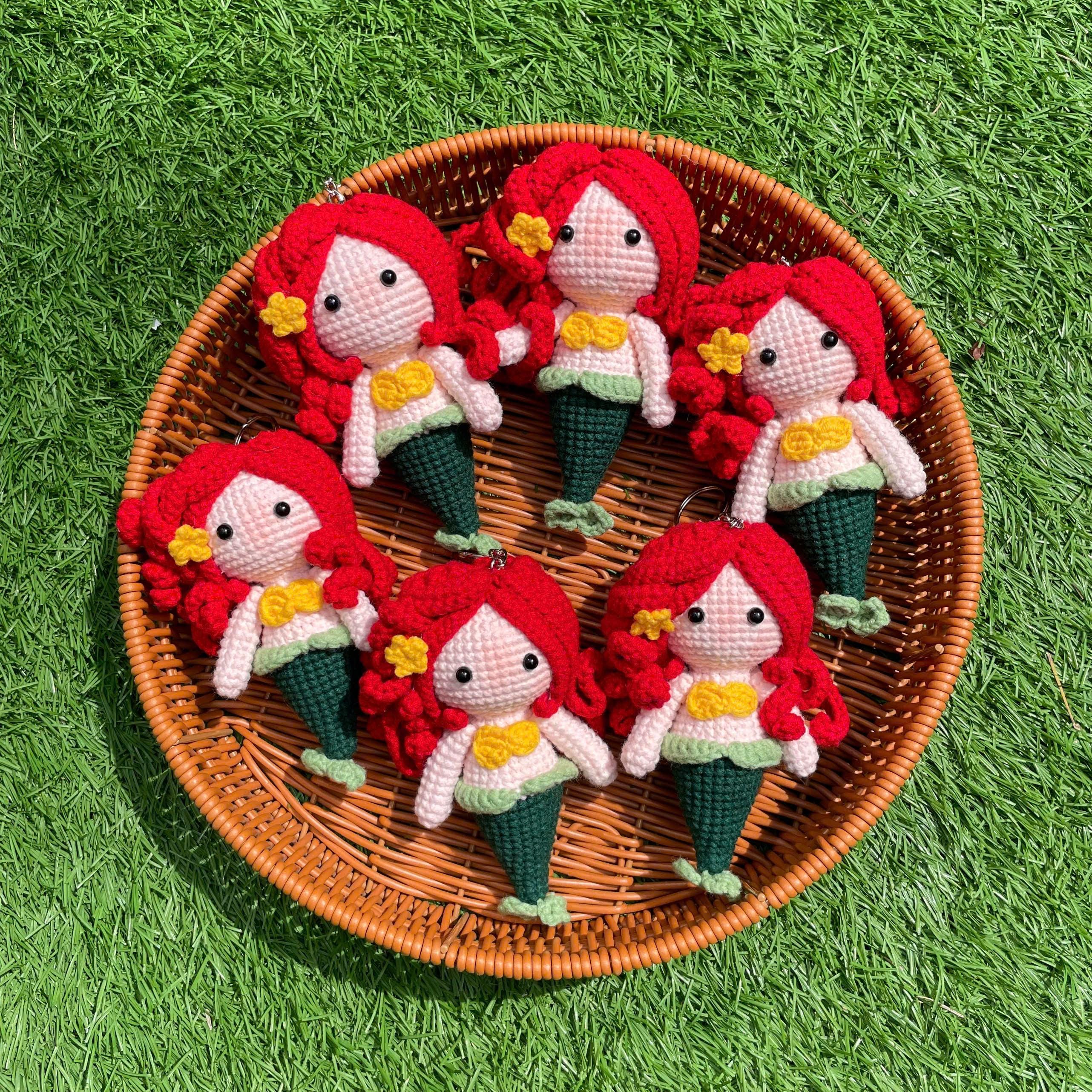 Handmade Crochet Ariel Princess Little Mermaid Keychain