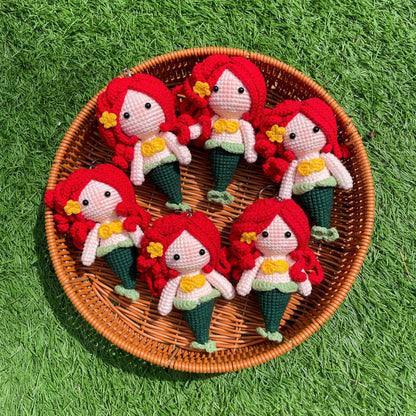 Handmade Crochet Ariel Princess Little Mermaid Keychain