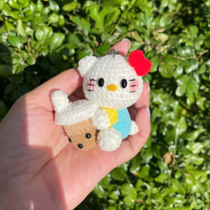 Handmade Crochet Hello Kitty Small Keychain