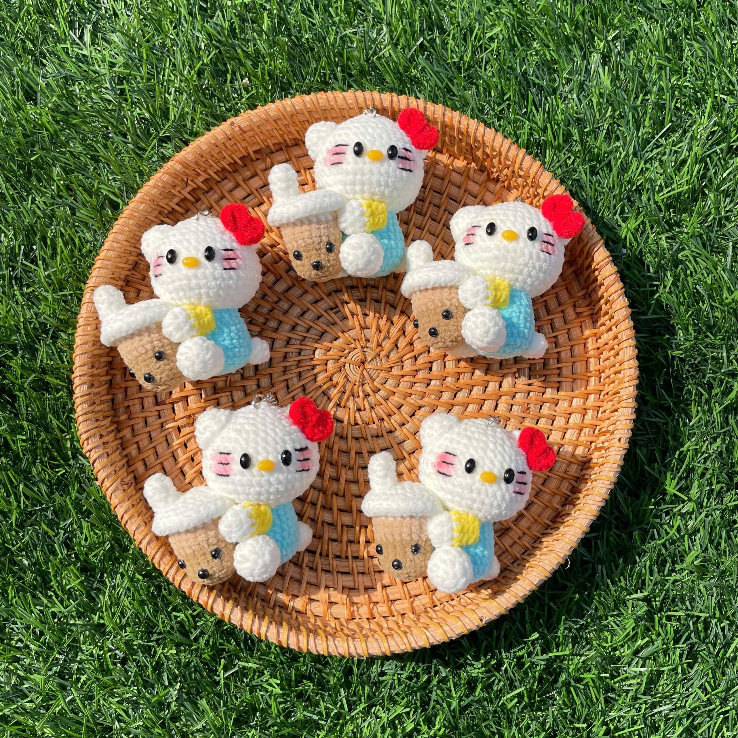 Handmade Crochet Hello Kitty Small Keychain