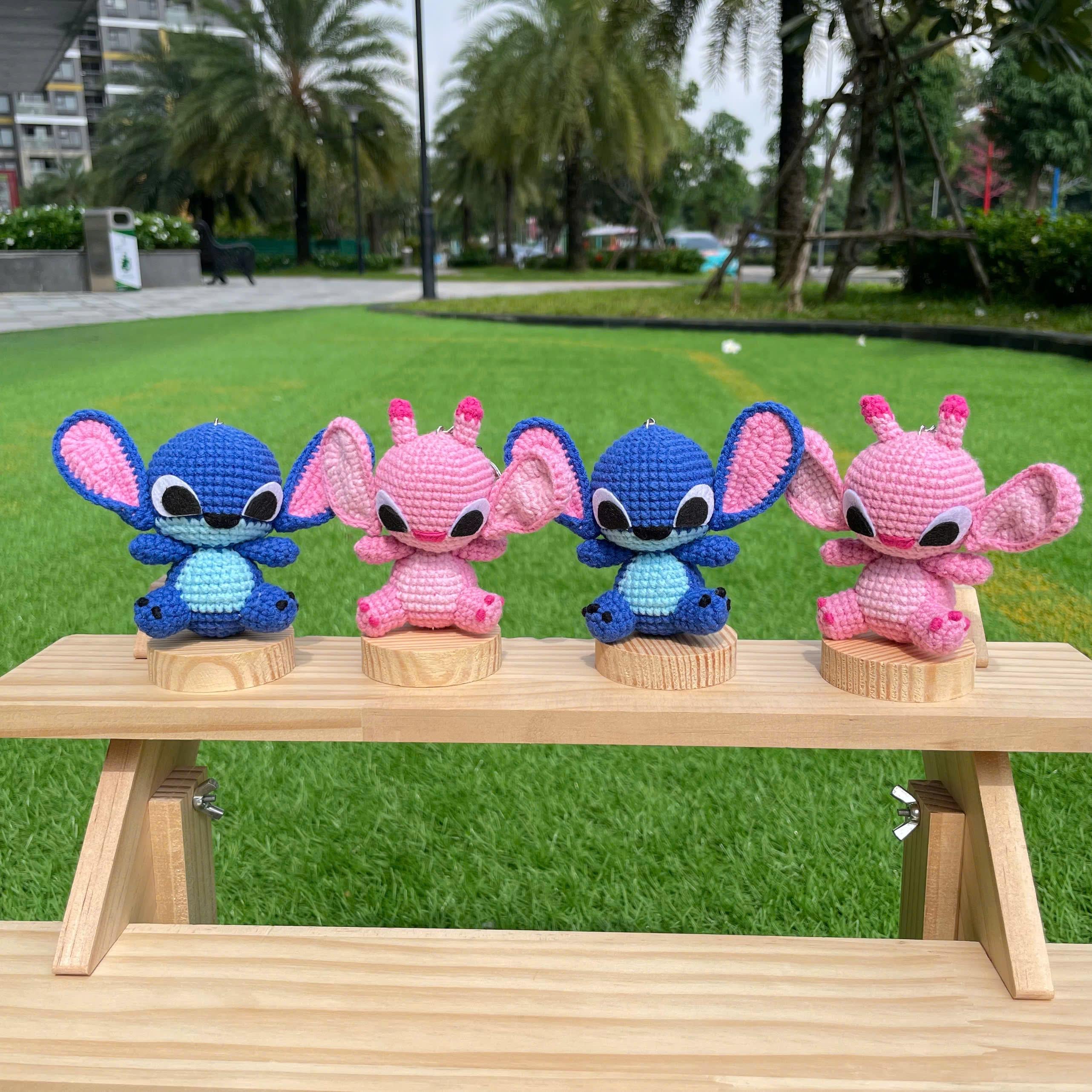 Handmade Crochet Stitch Keychain - Lilo & Stitch Charm