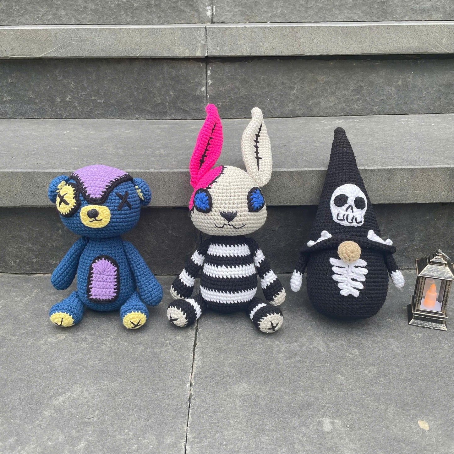 Handmade Crochet Halloween Creepy Bear Plush