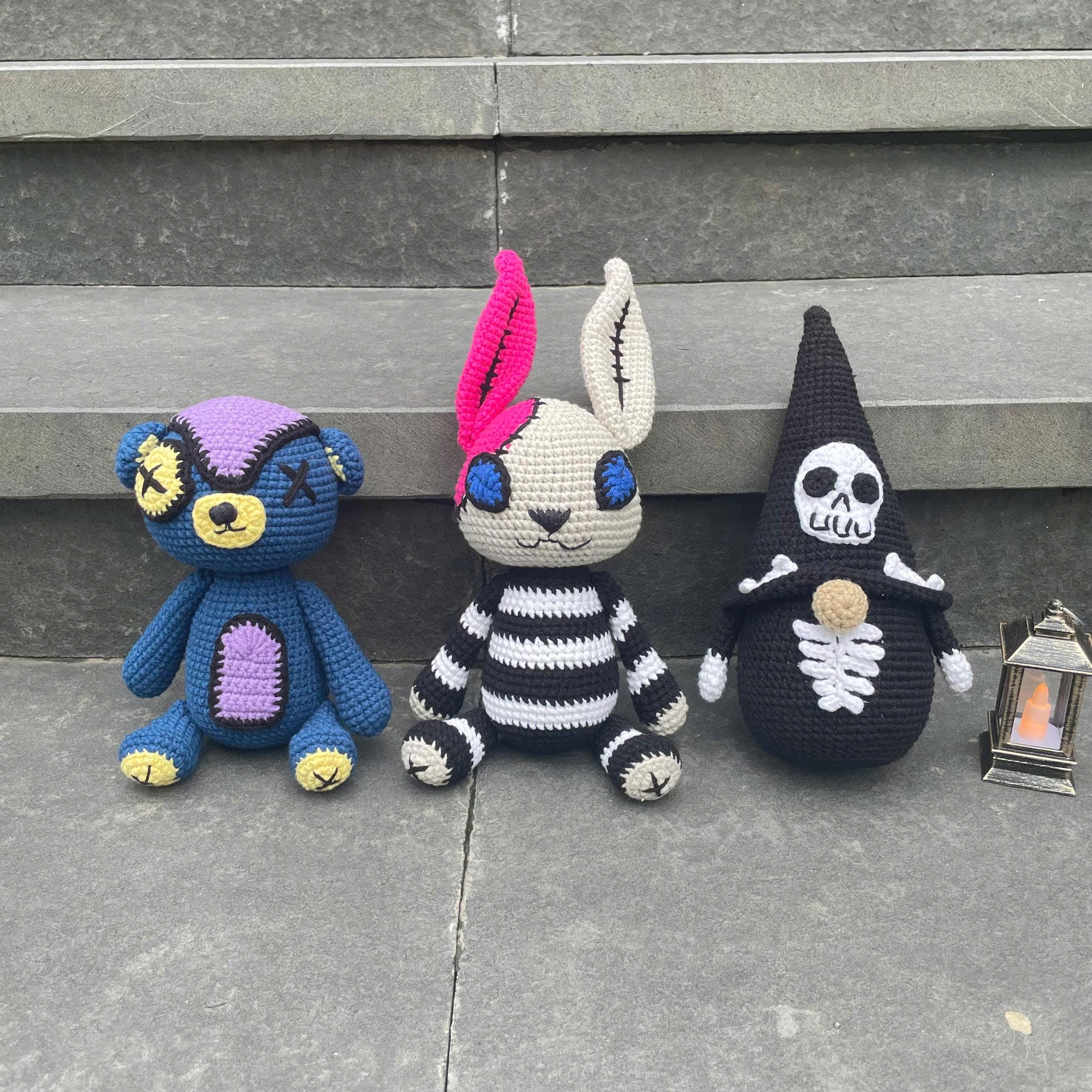 Handmade Crochet Halloween Creepy Bear Plush