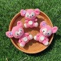 Handmade Crochet Shellie May Keychain, Pink Teddy Bear