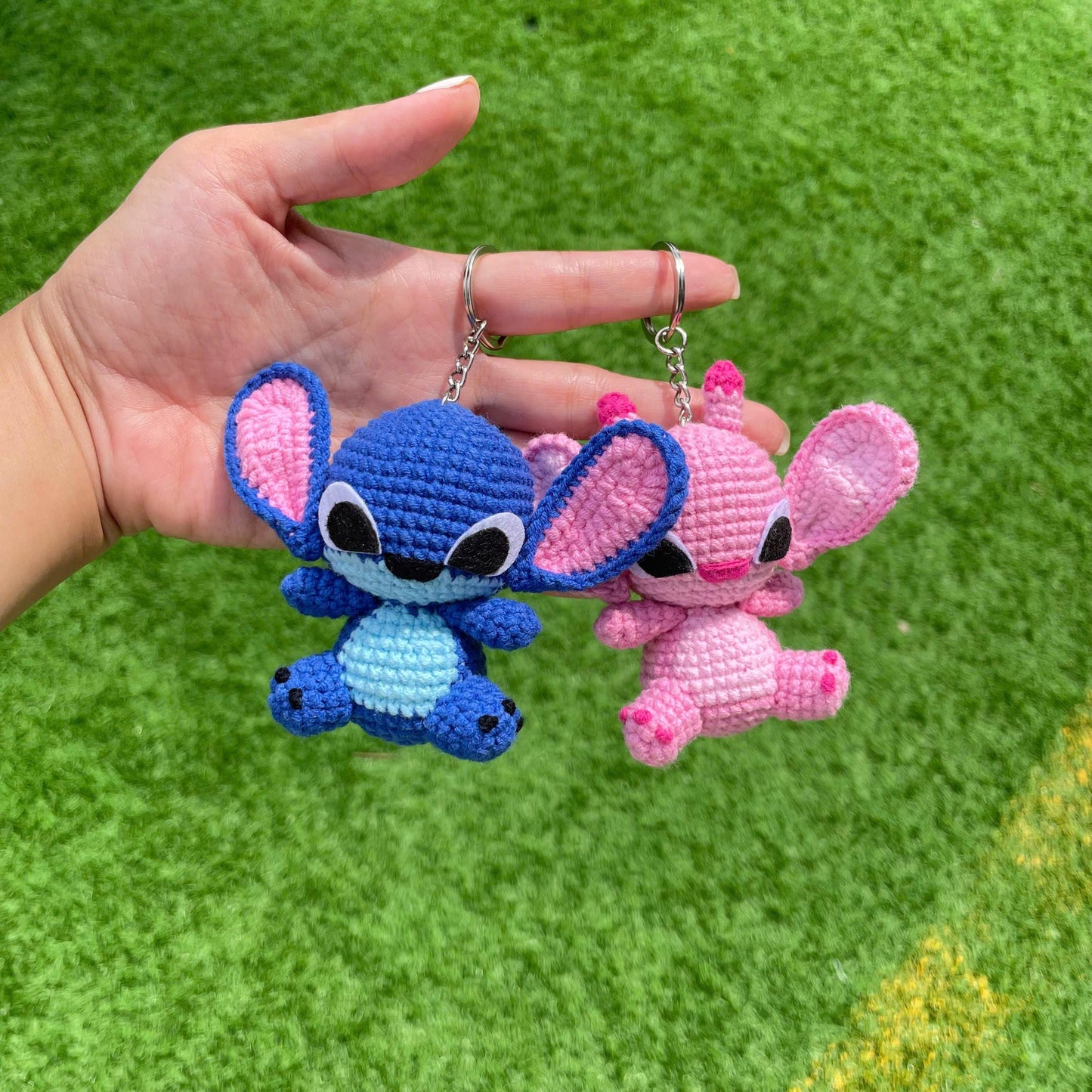 Handmade Crochet Stitch Keychain - Lilo & Stitch Charm
