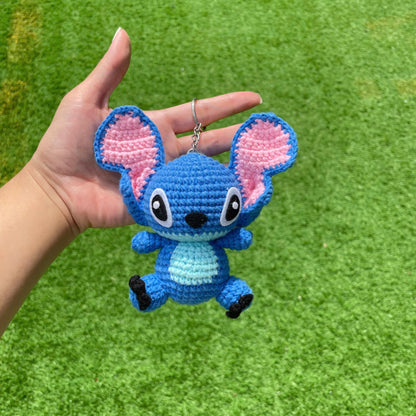 Handmade Crochet Stitch Keychain - Lilo & Stitch Charm