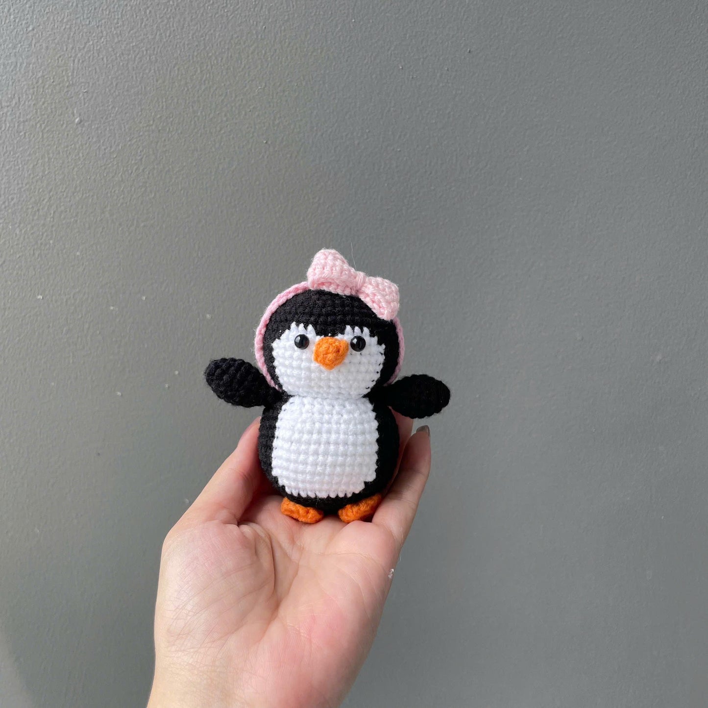 Handmade Crochet Penguin Couple Keychain
