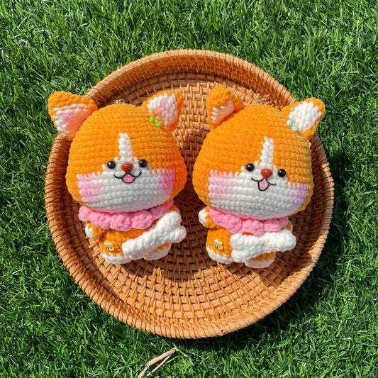 Handmade Crochet Dog Puppy Corgi Keychain