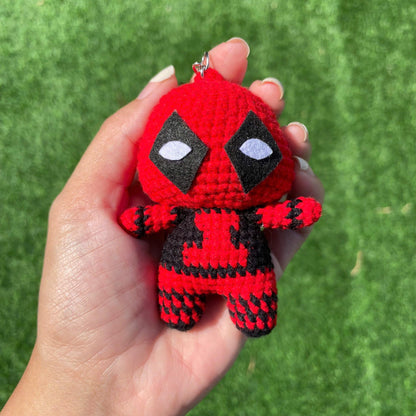 Handmade Crochet Black Panther Superhero Small Keychain