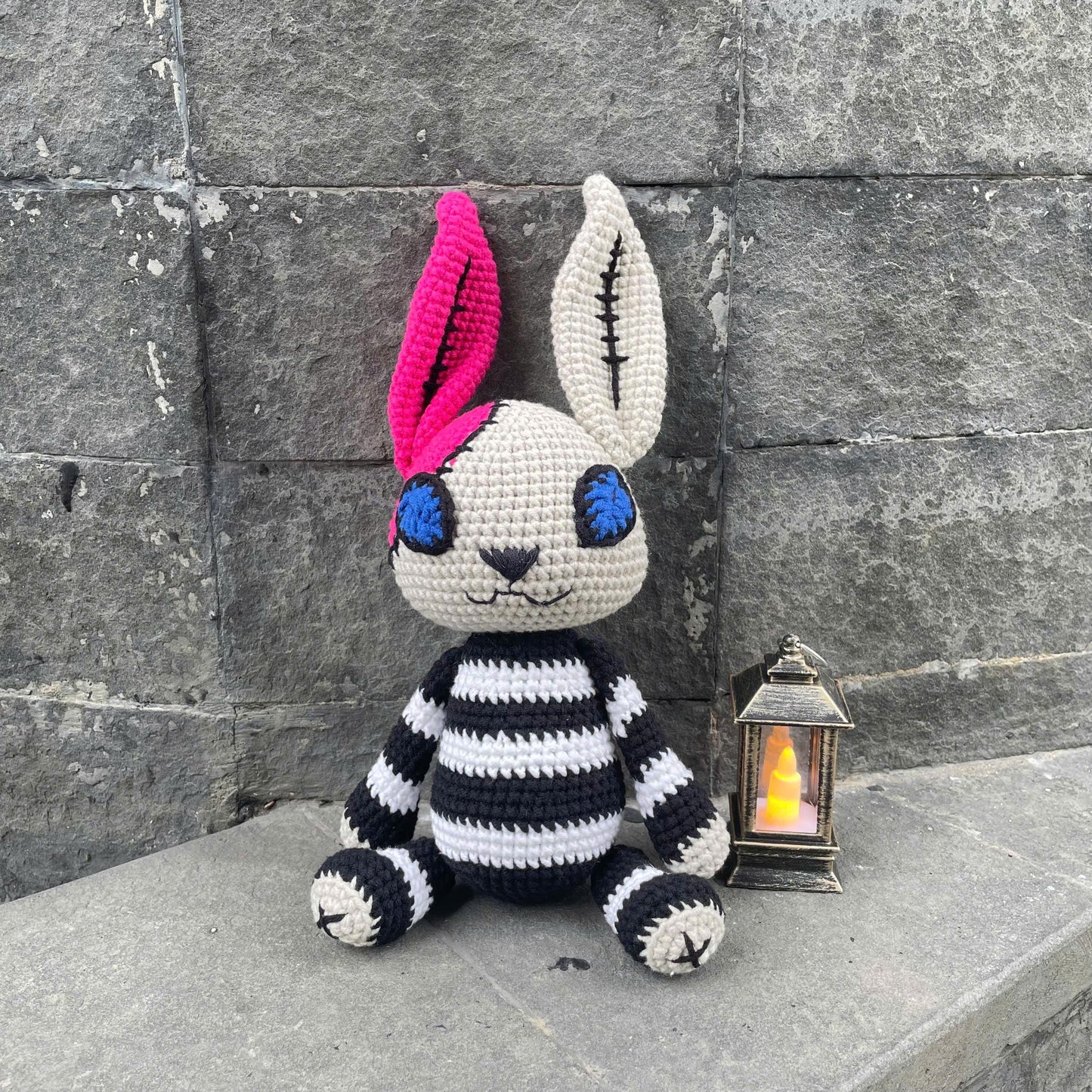 Handmade Crochet Creepy Halloween Bunny Plush