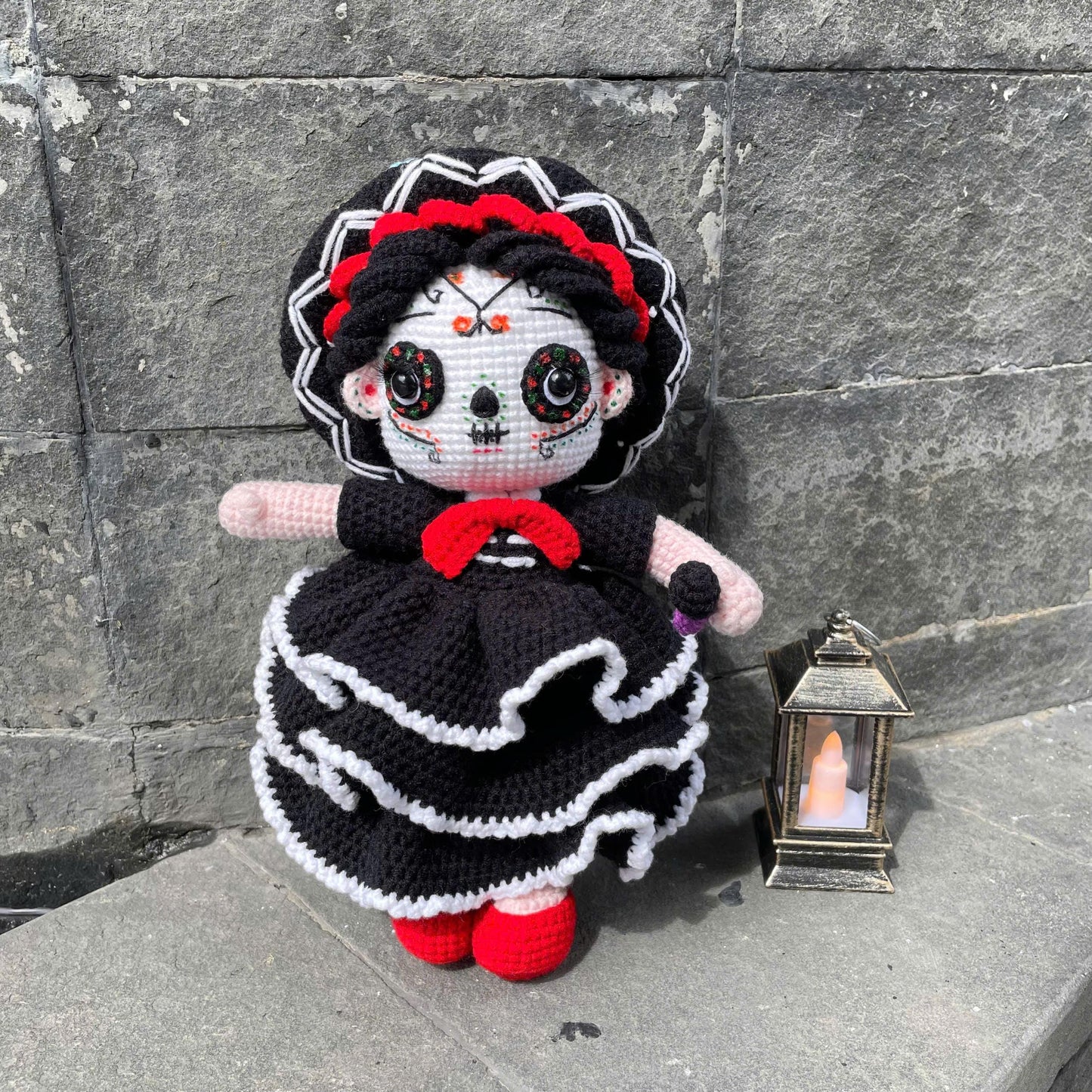Handmade Crochet Halloween Mexican Singer Doll