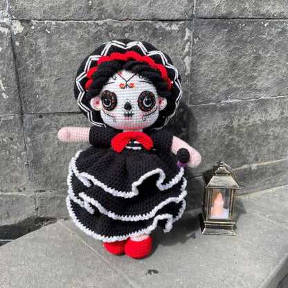 Handmade Crochet Halloween Mexican Singer Doll