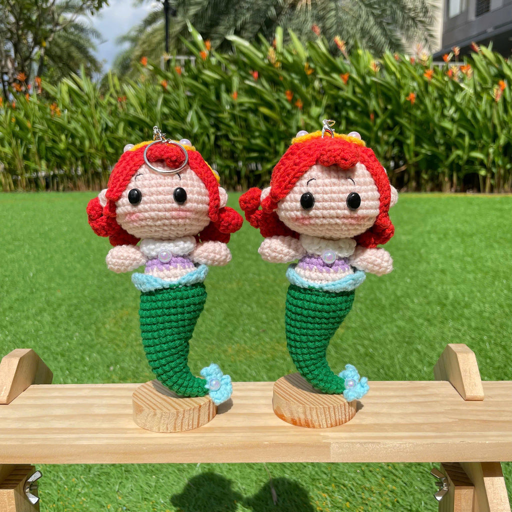 Handmade Crochet Ariel Princess Little Mermaid Keychain