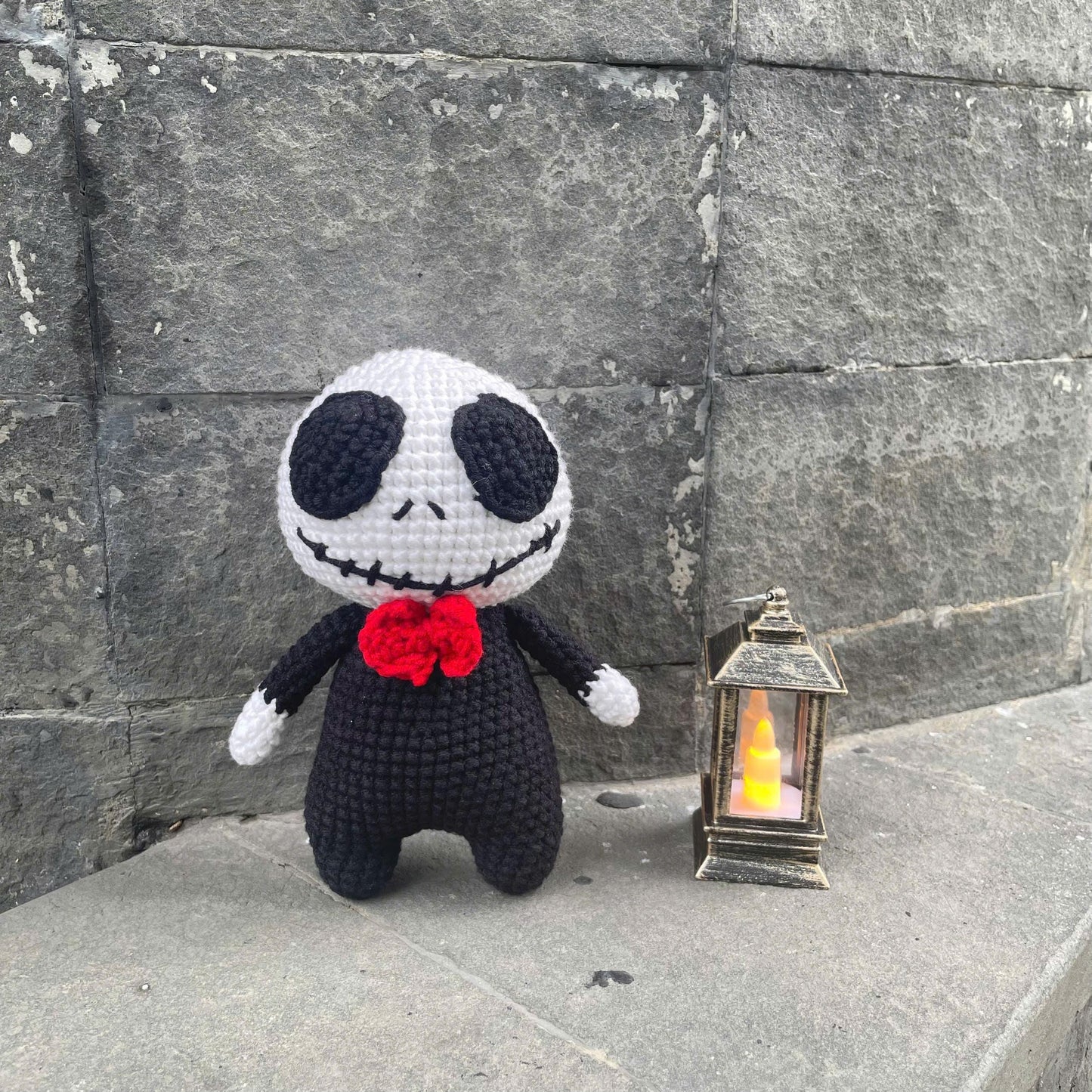 Handmade Crochet Spooky Halloween Jack Skellington Doll