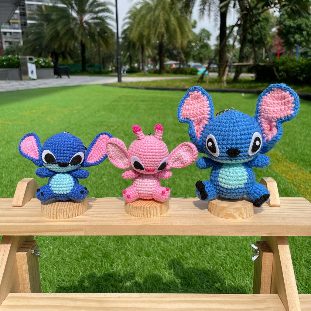 Handmade Crochet Stitch Keychain - Lilo & Stitch Charm