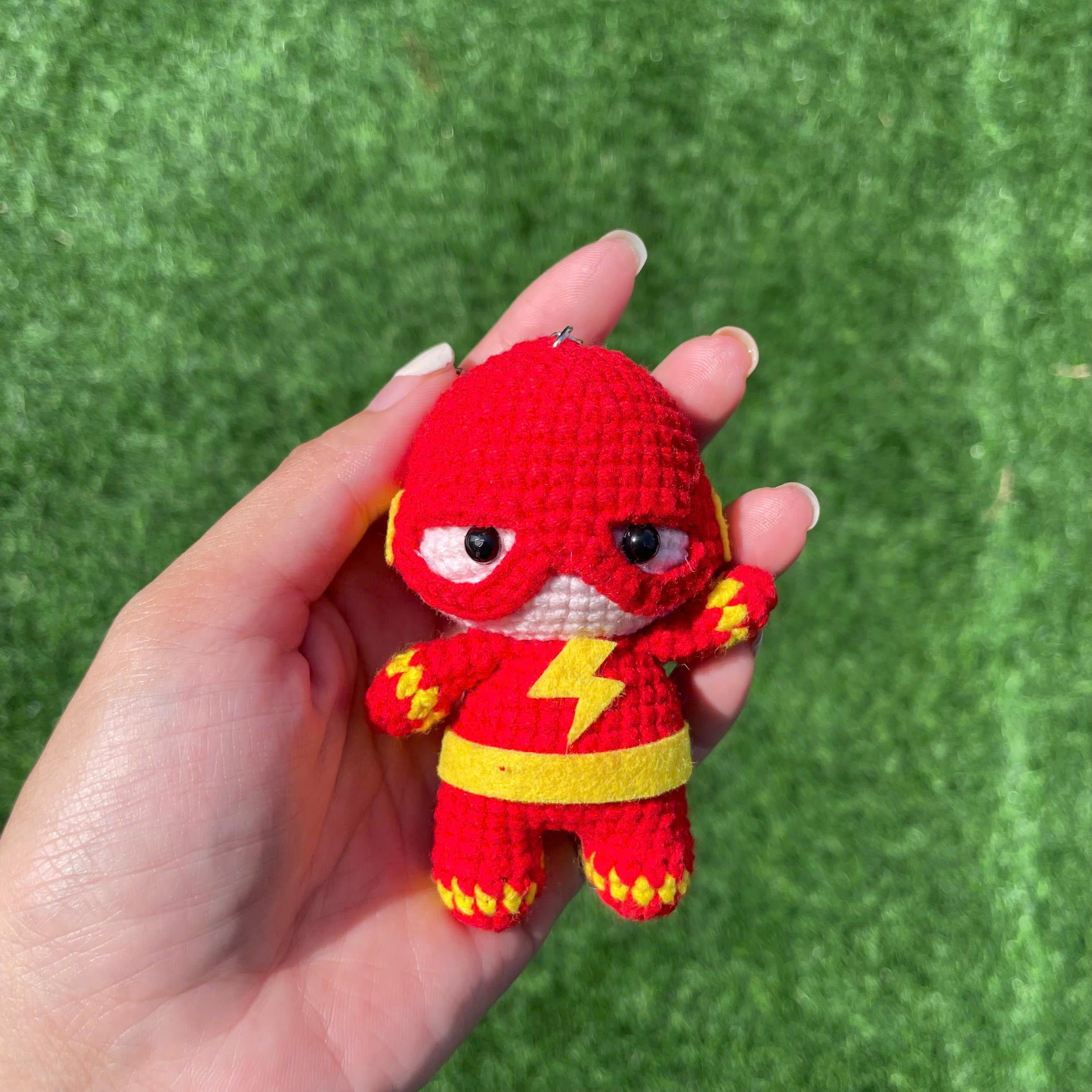 Handmade Crochet Superman Superhero Small Keychain