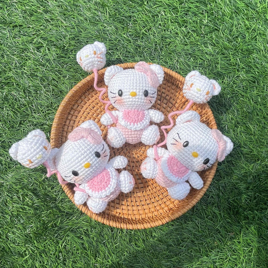 Handmade Crochet Hello Kitty Keychain