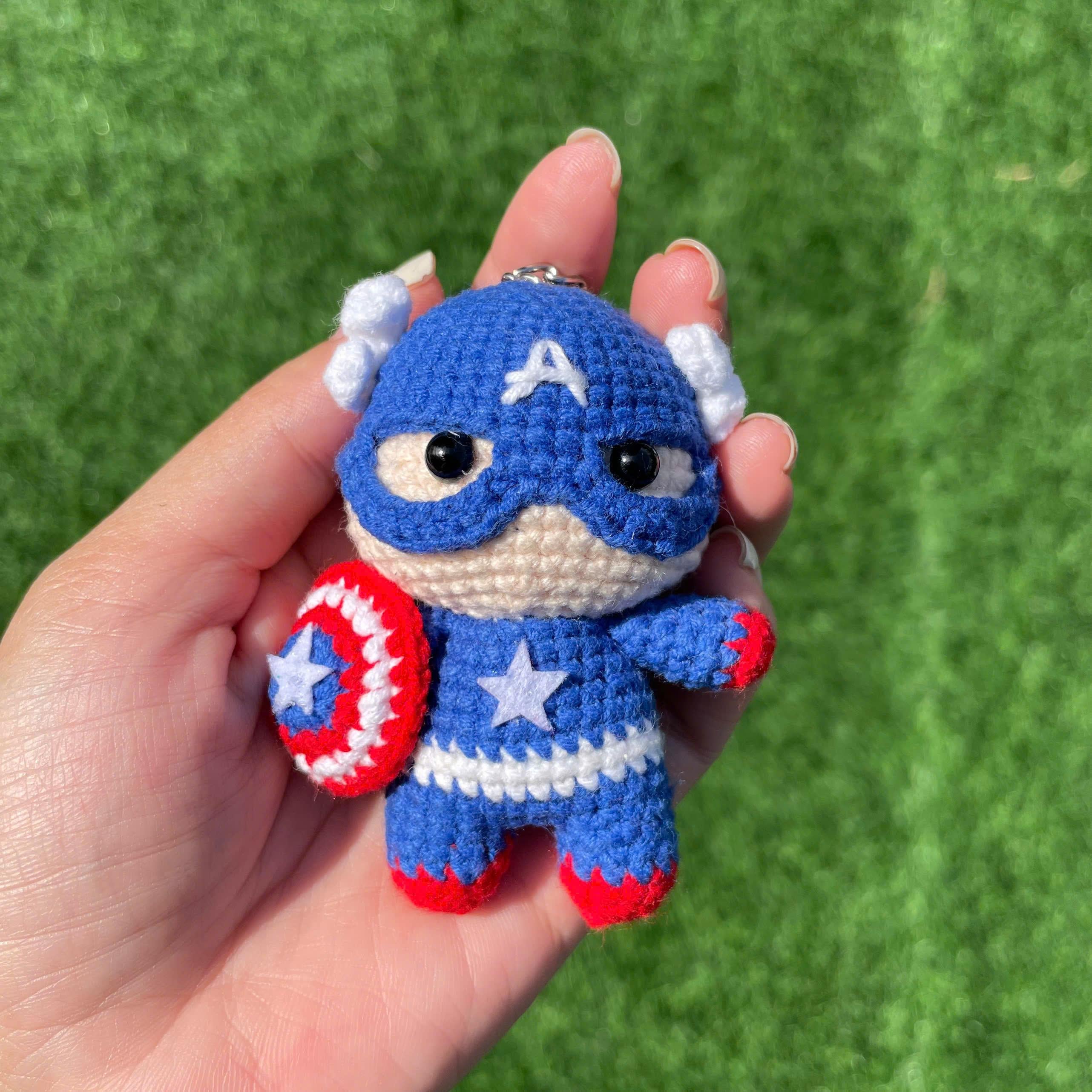 Handmade Crochet Thor Superhero Small Keychain