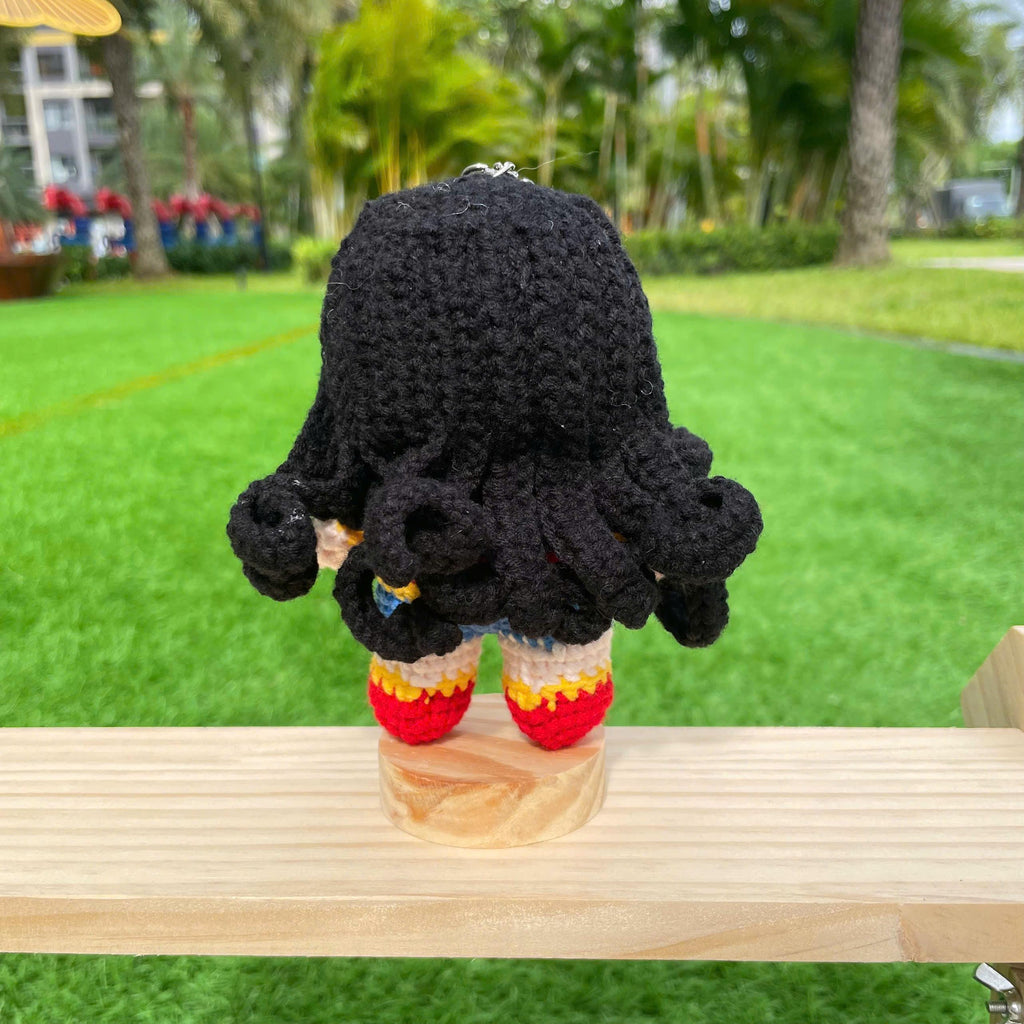 Handmade Crochet Wonder Woman Superhero Keychain