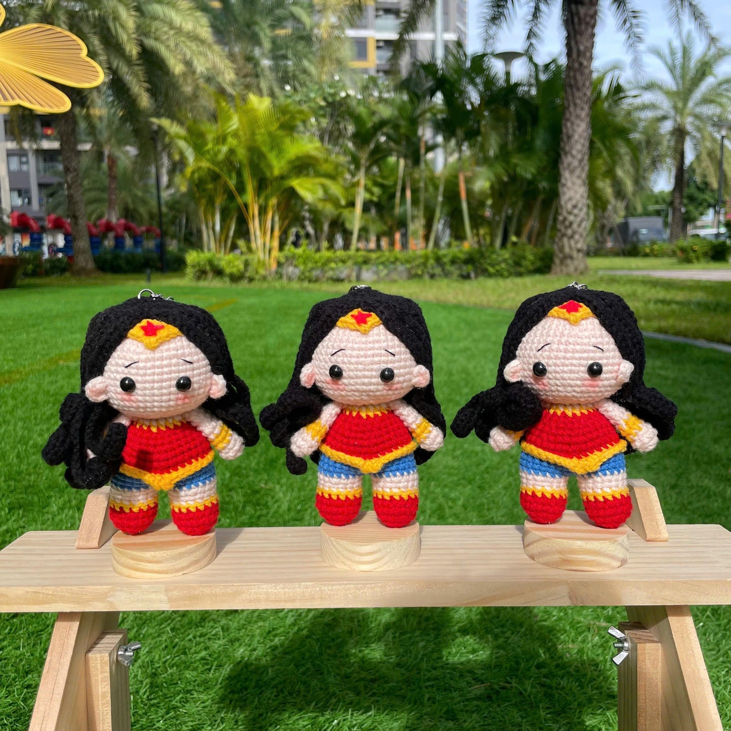 Handmade Crochet Wonder Woman Superhero Keychain