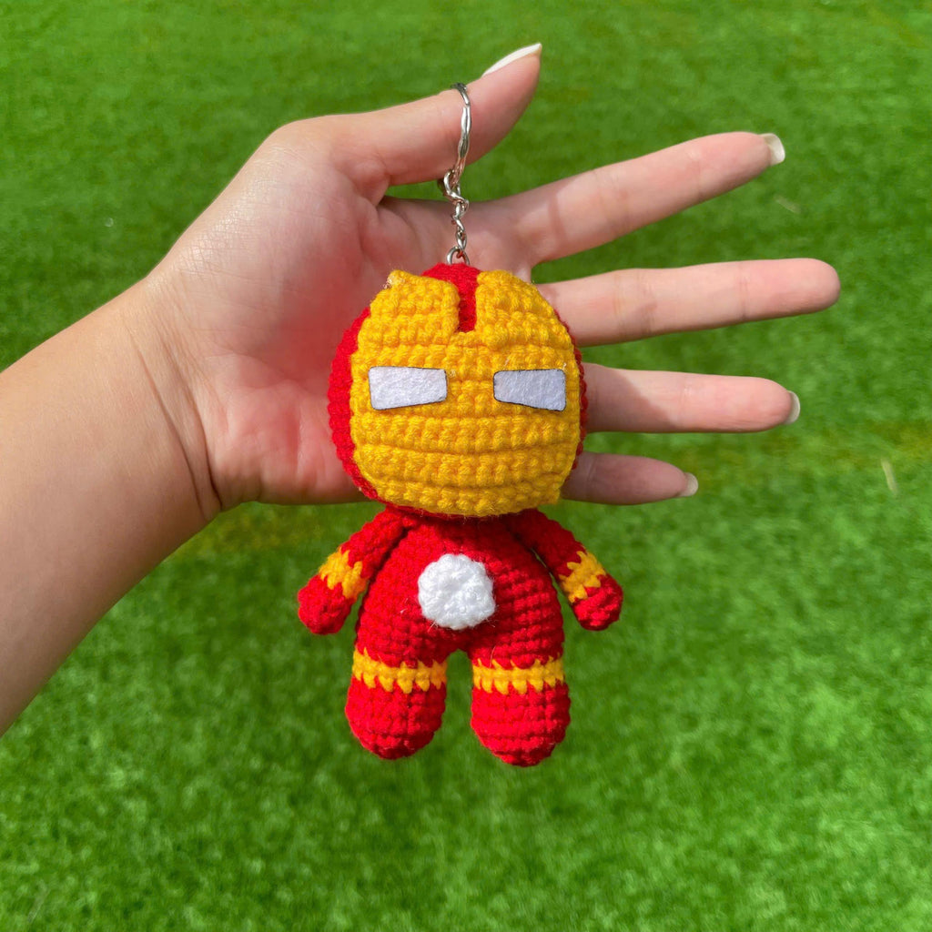 Handmade Crochet Ironman Superhero Keychain