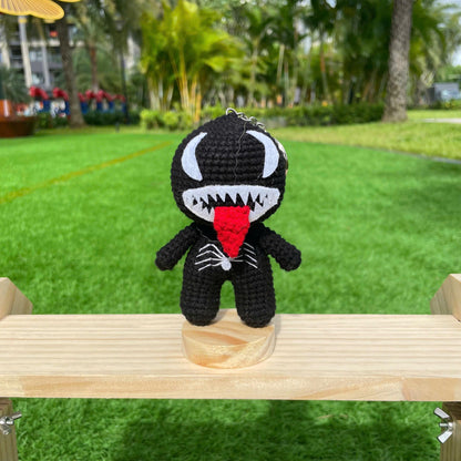 Handmade Crochet Venom Superhero Keychain