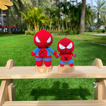 Handmade Crochet Spiderman Superhero Keychain