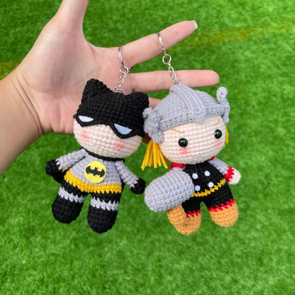 Handmade Crochet Wonder Woman Superhero Keychain