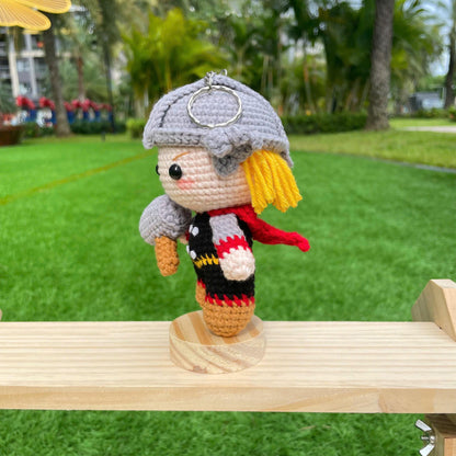 Handmade Crochet Thor Superhero Keychain