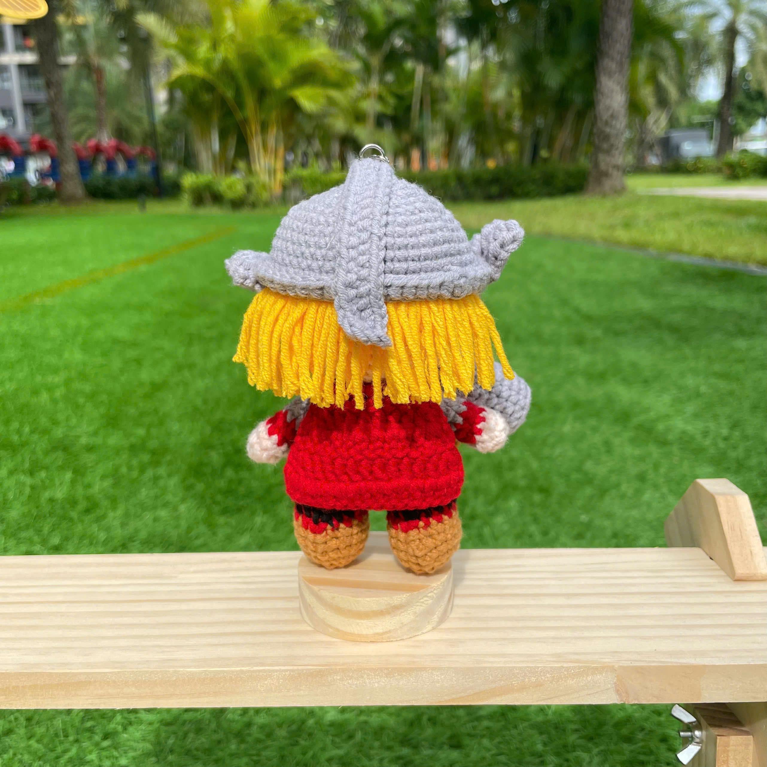 Handmade Crochet Thor Superhero Keychain