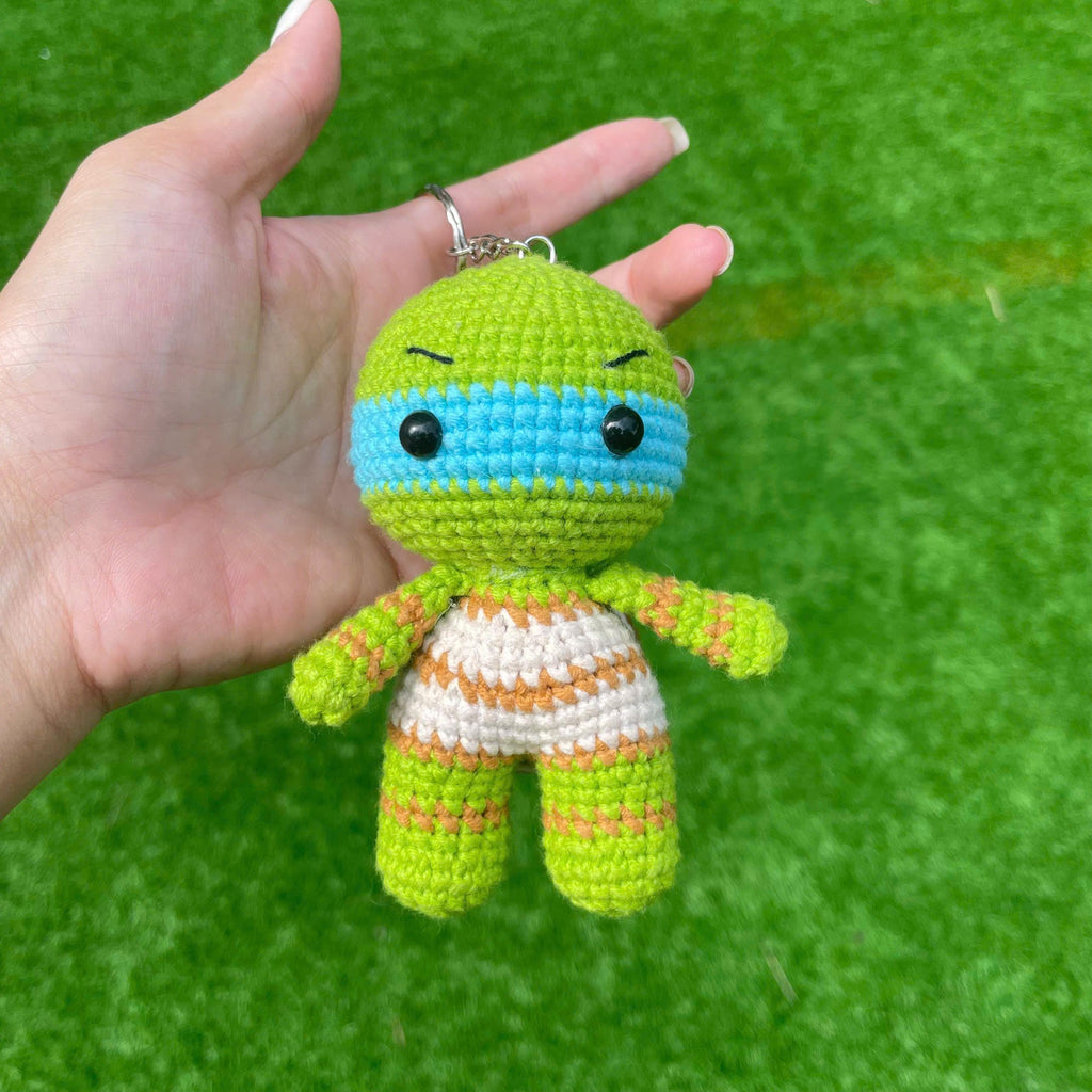 Handmade Crochet Ninja Turtle Superhero Keychain