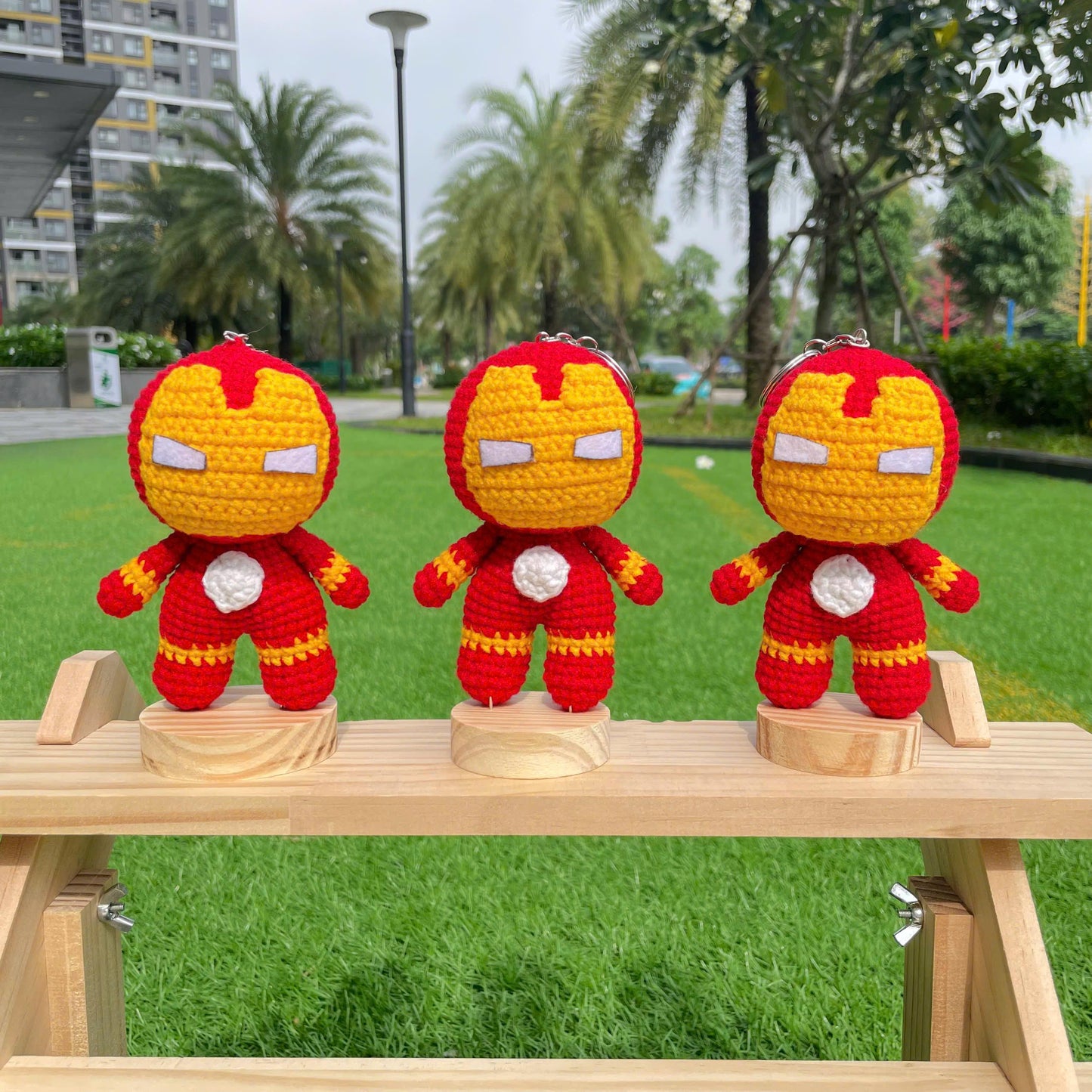 Handmade Crochet Ironman Superhero Keychain