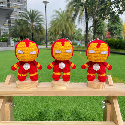 Handmade Crochet Ironman Superhero Keychain