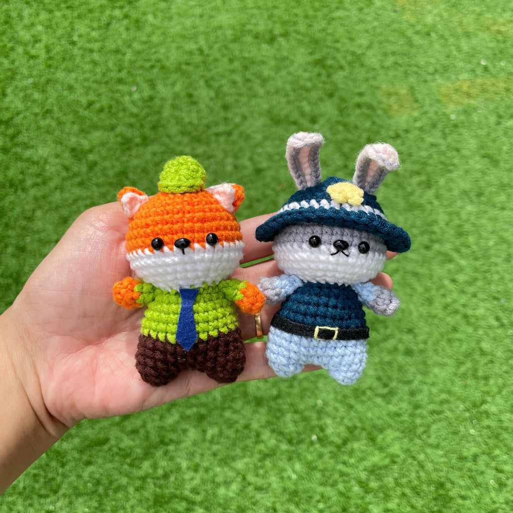 Handmade Crochet Zootopia Nick & Judy Keychain