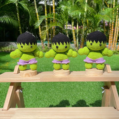 Handmade Crochet Hulk Superhero Keychain