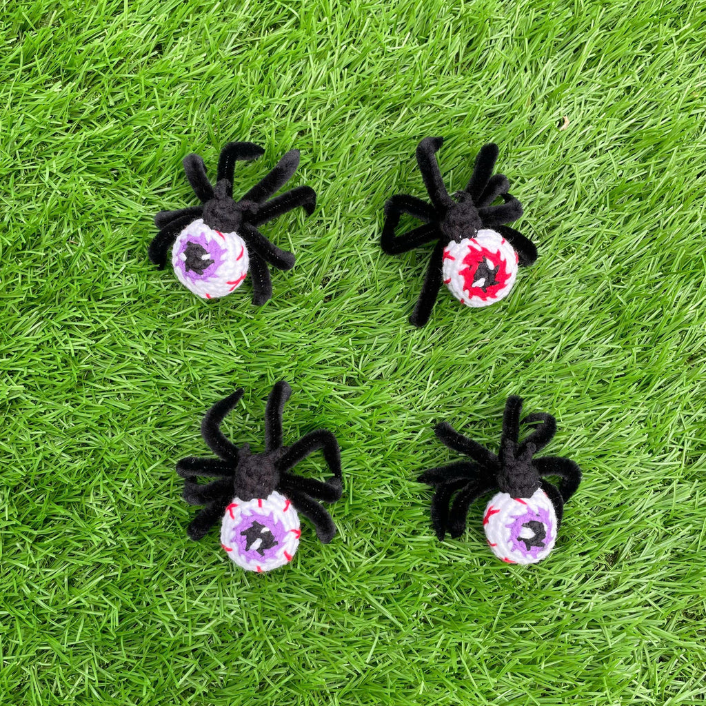 Handmade Crochet Creepy Halloween Spider Keychain