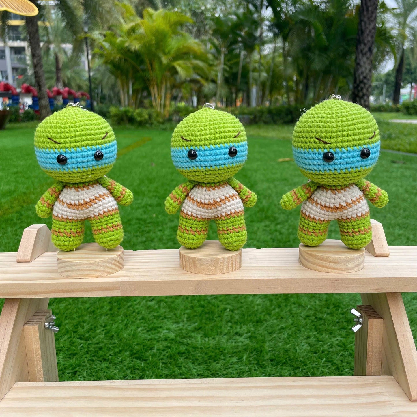 Handmade Crochet Ninja Turtle Superhero Keychain