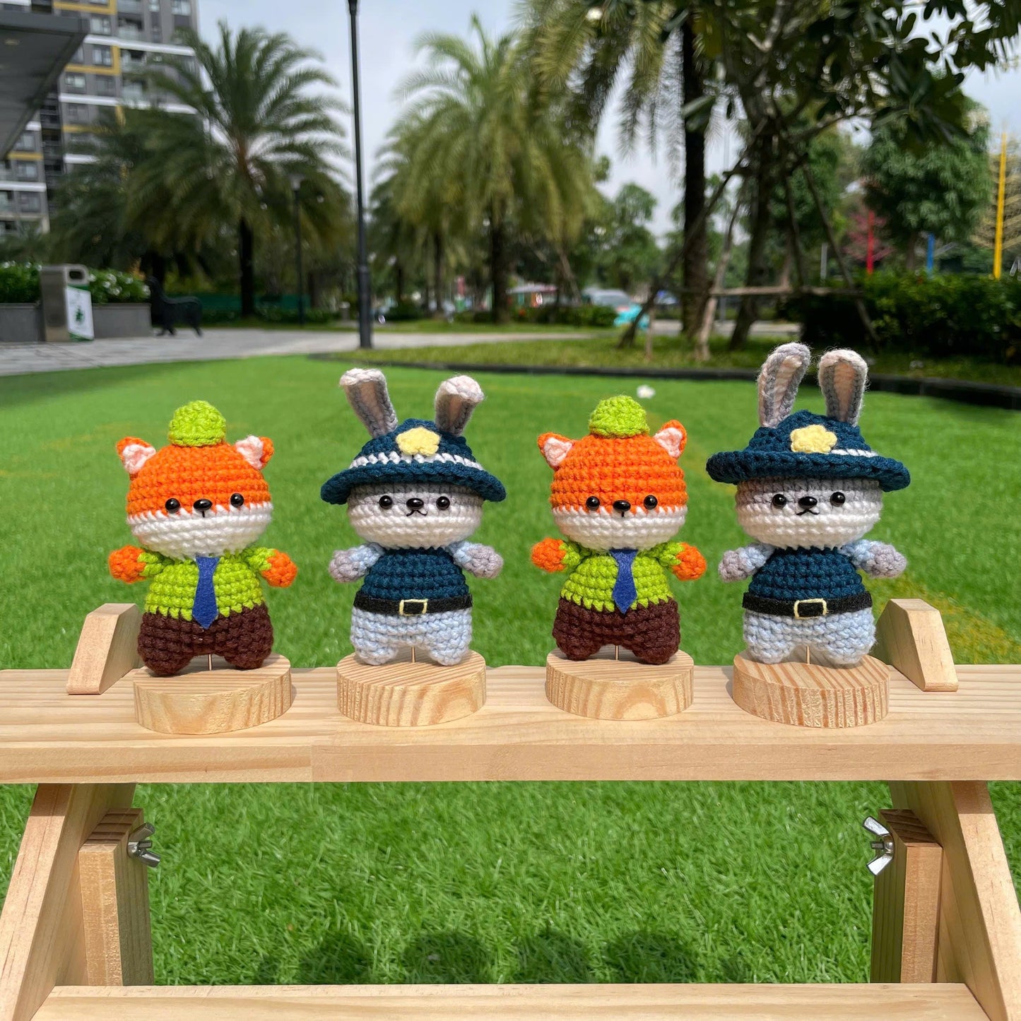 Handmade Crochet Zootopia Nick & Judy Keychain