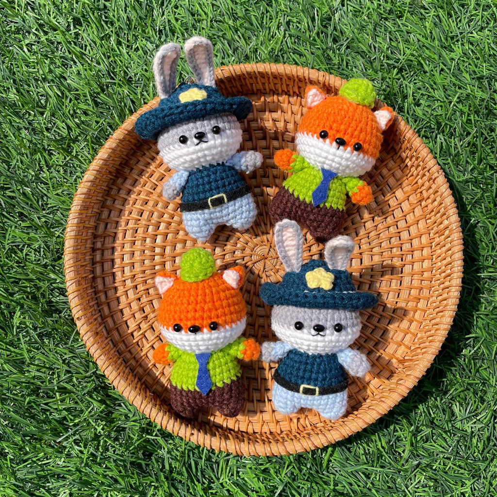 Handmade Crochet Zootopia Nick & Judy Keychain