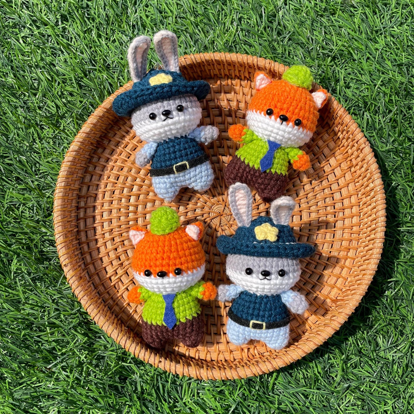 Handmade Crochet Zootopia Nick & Judy Keychain