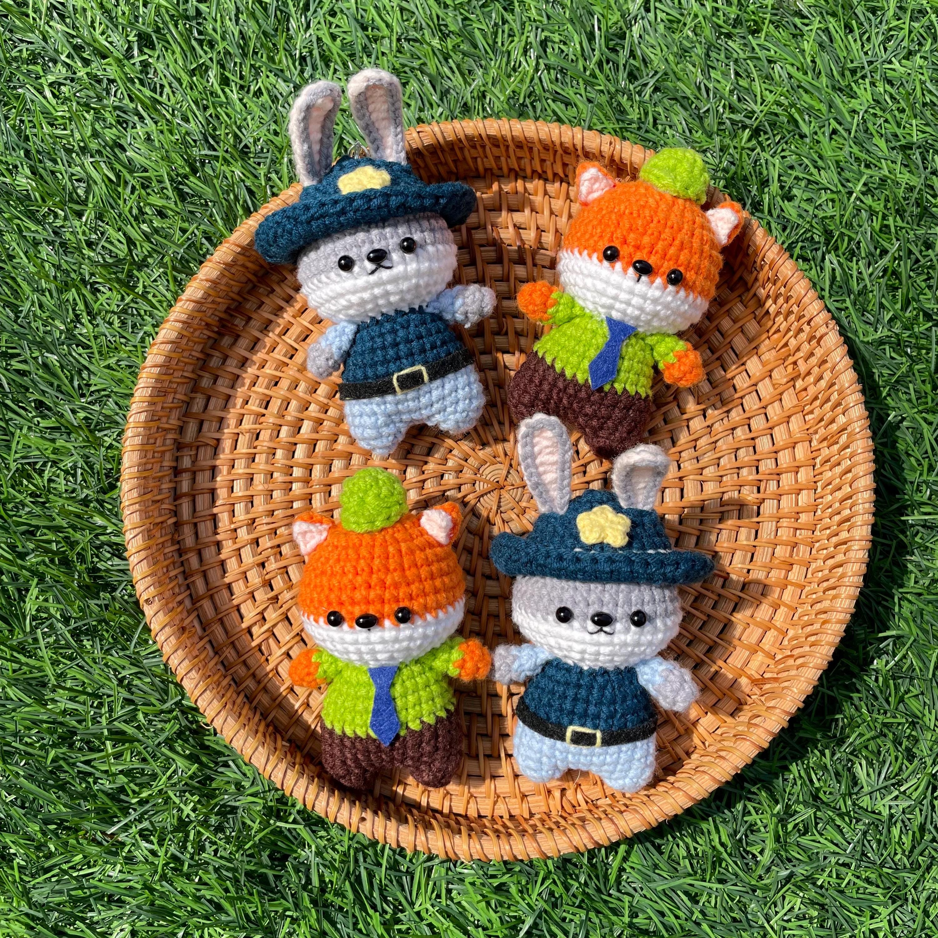 Handmade Crochet Zootopia Nick & Judy Keychain