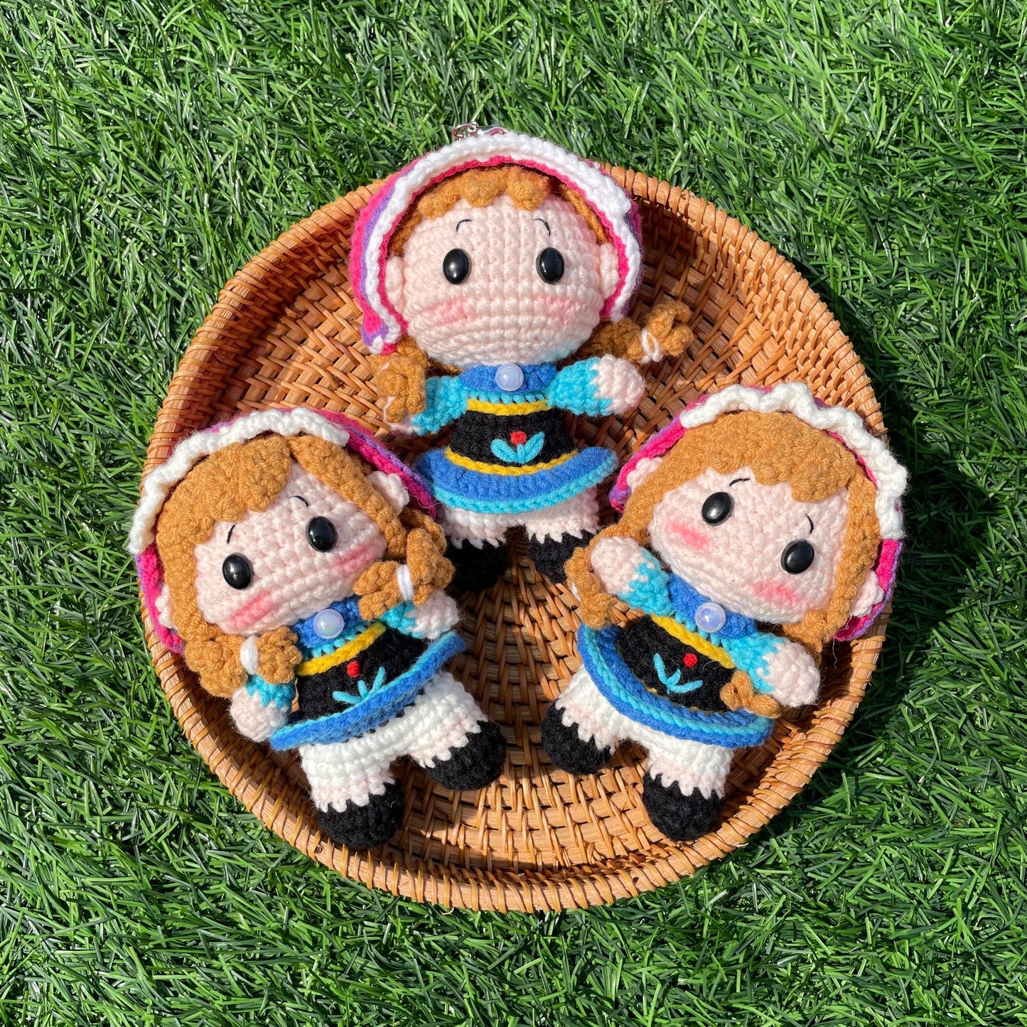 Handmade Crochet Frozen Anna Princess Keychain