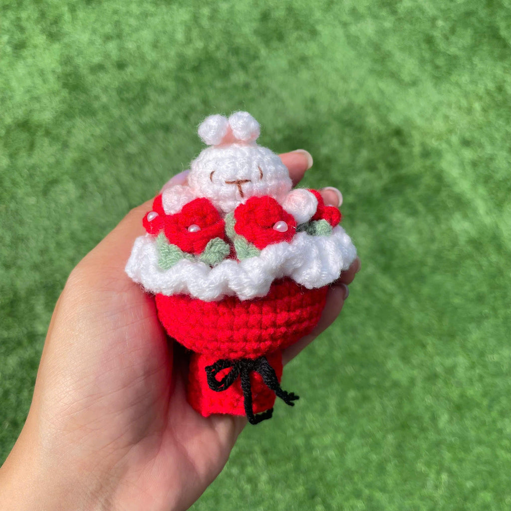 Handmade Crochet Flower Bouquet Keychain