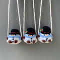 Handmade Crochet Christmas Snowman Car Hanging