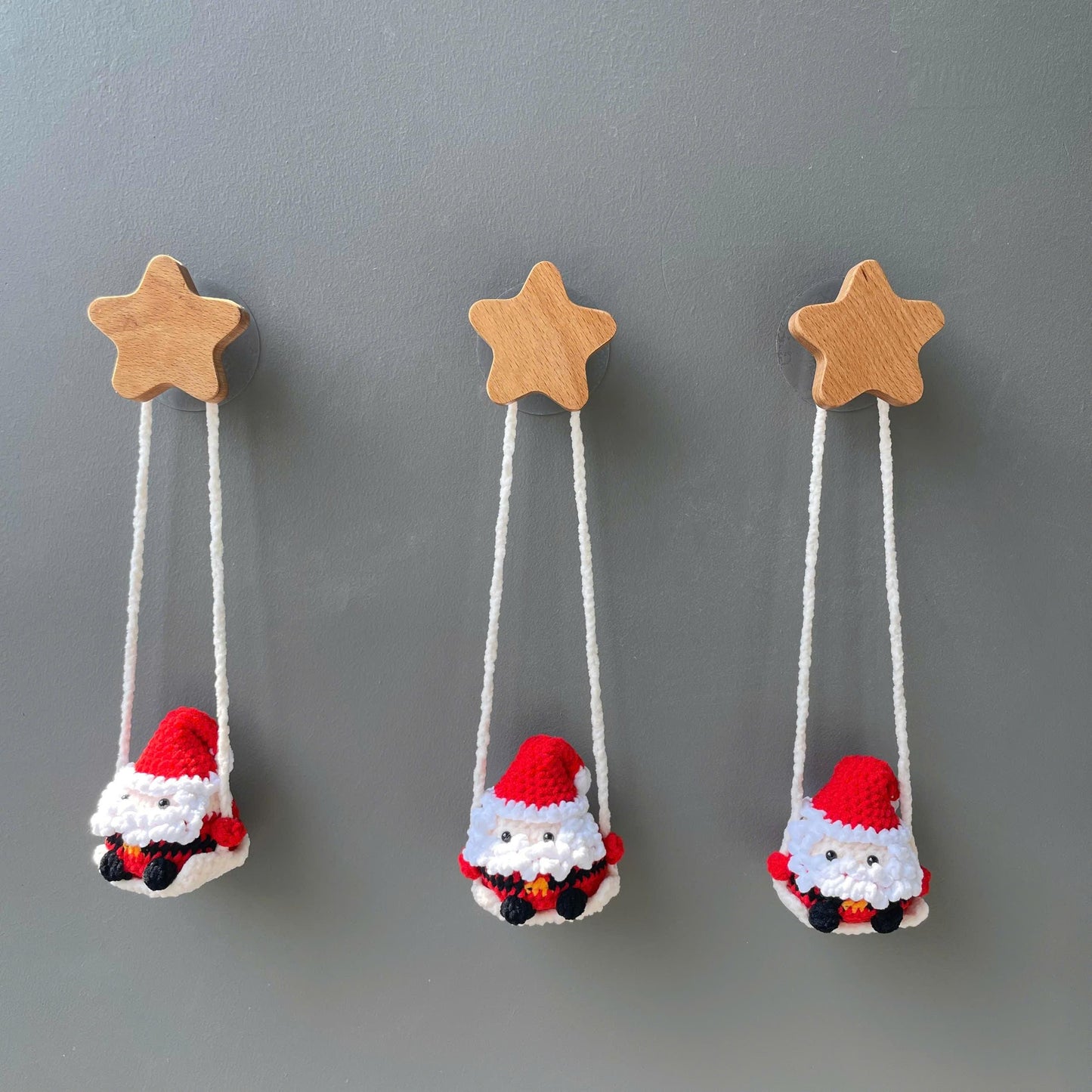 Handmade Crochet Christmas Santa Car Hanging